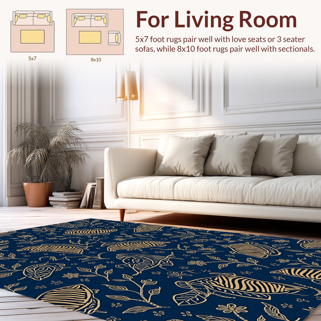 Gold Tropical Floral Pattern Rug
