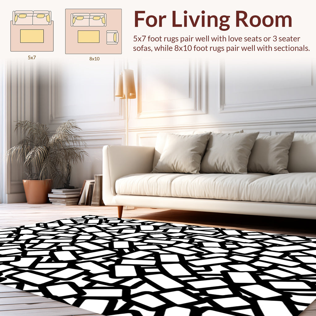 Abstract Rectangular Outline Graphic Design Rug