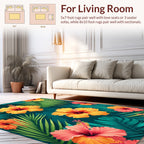 Vibrant Tropical Floral Hibiscus Pattern Rug