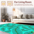 Aqua Peacock Feather Pattern Rug