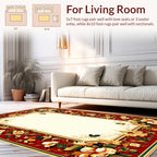 Ornate Red Gold Floral Pattern Rug