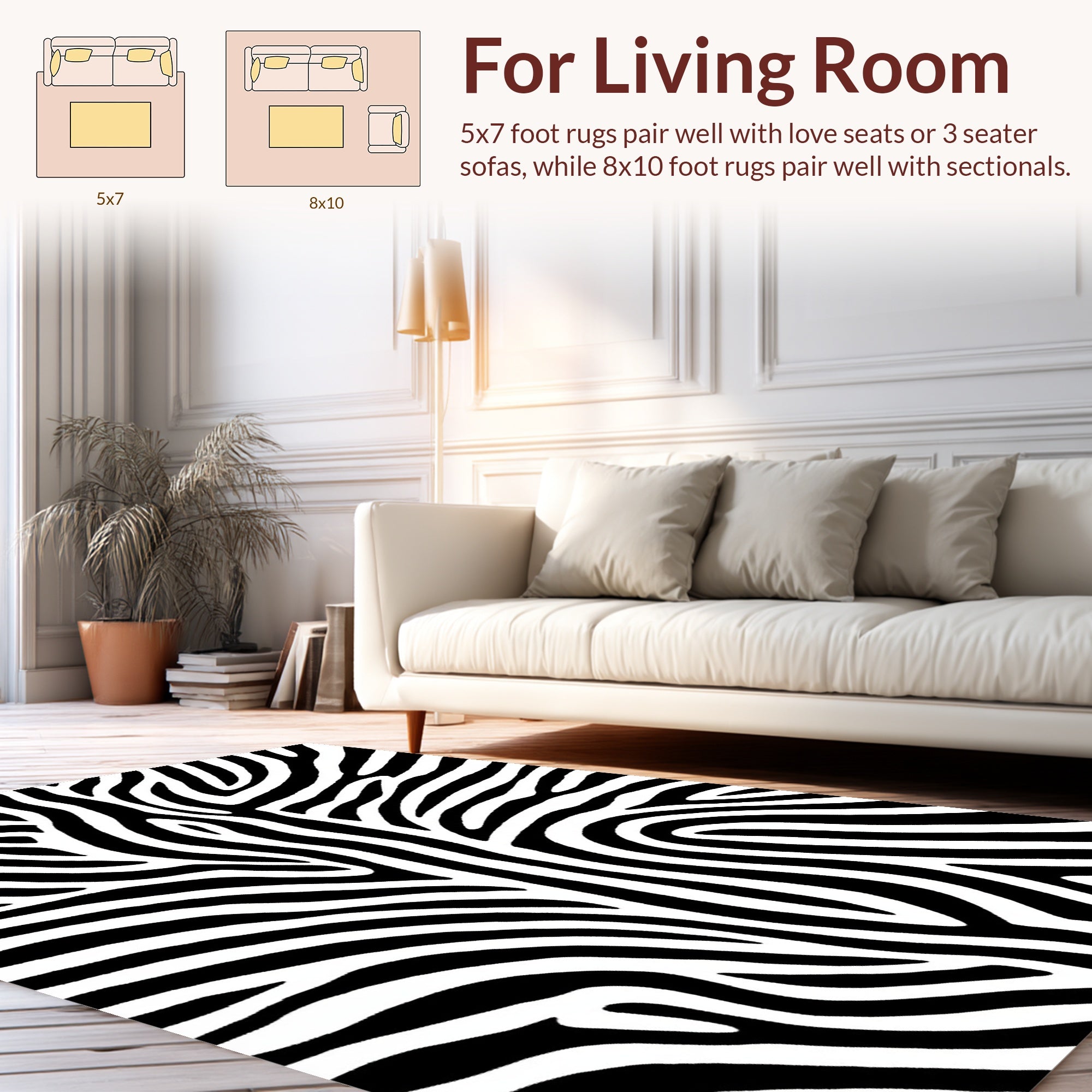 Bold Black White Stripe Pattern Rug