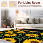 Bold Yellow Sunflowers With Green Leaves Rug