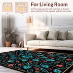 Vibrant Peacock Feather Floral Pattern Rug