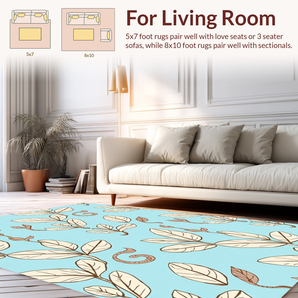 Botanical Leaf Swirl Pattern Design Rug