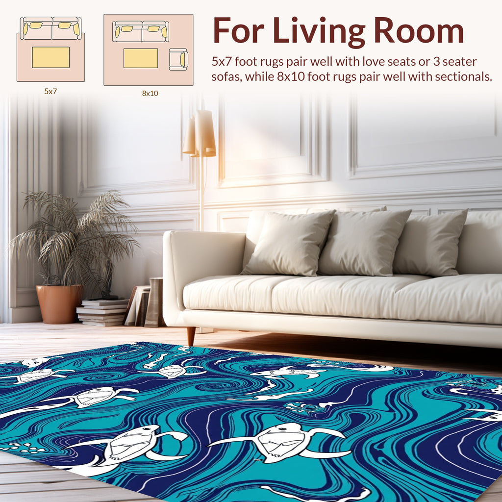 Oceanic Turtle Print Design Rug