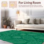 Green Leaf Pattern Sketch Rug