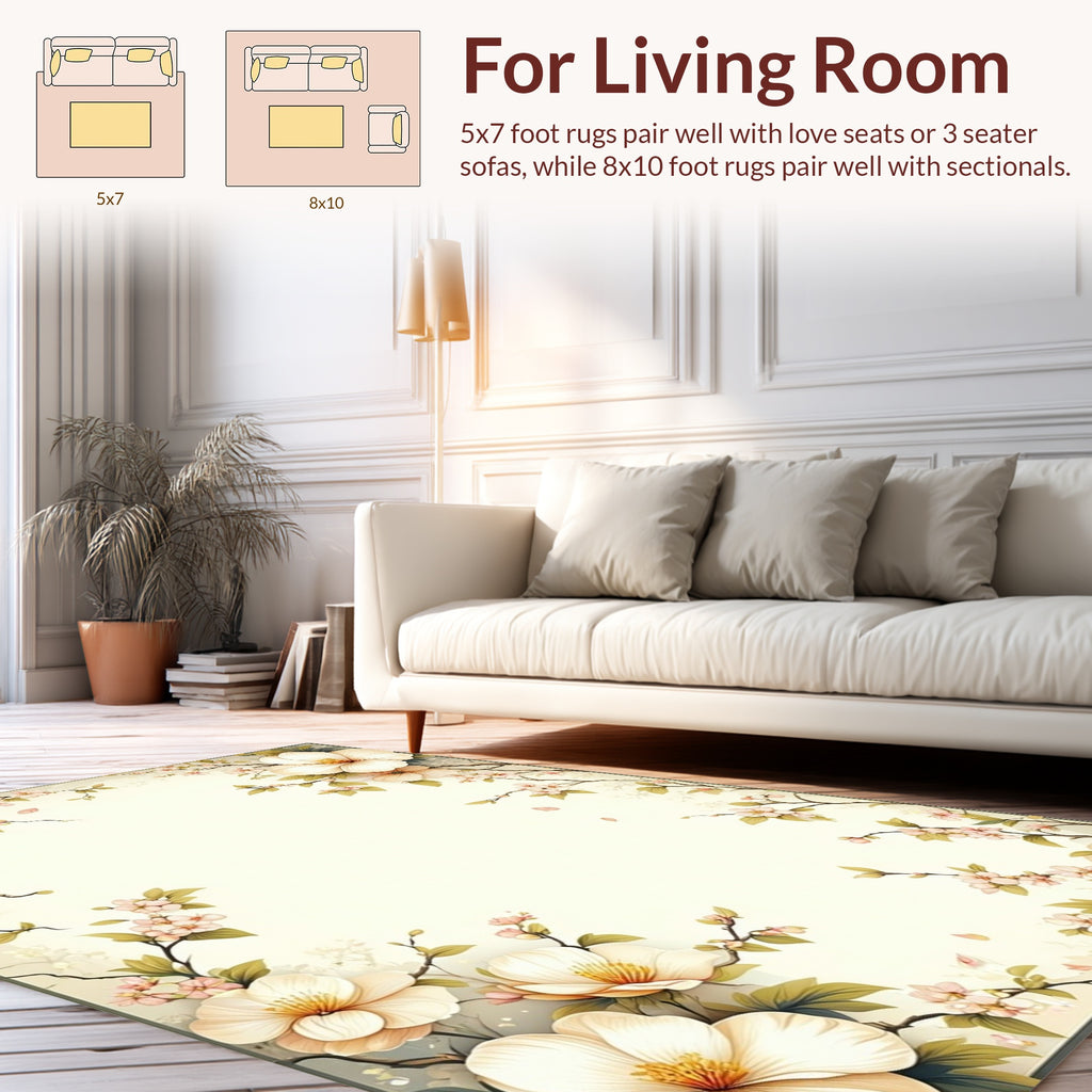 Floral Branches Delicate Pattern Rug