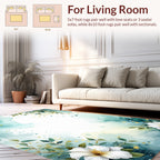Coastal Watercolor Floral Botanical Design Rug