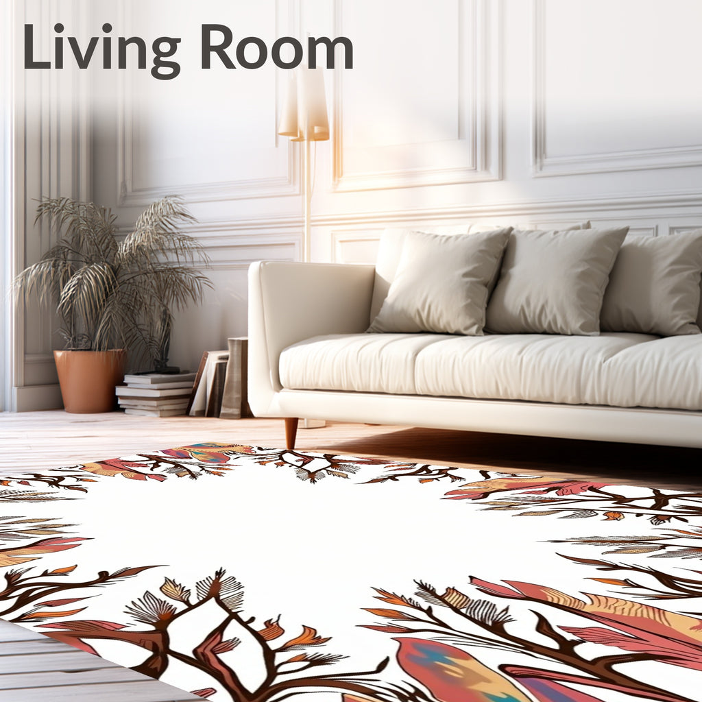 Art Nouveau Coral Foliage Border Rug