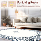 Ornate Cobalt Scroll Bloom Design Rug