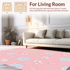 Pink Floral Garden Illustration Rug