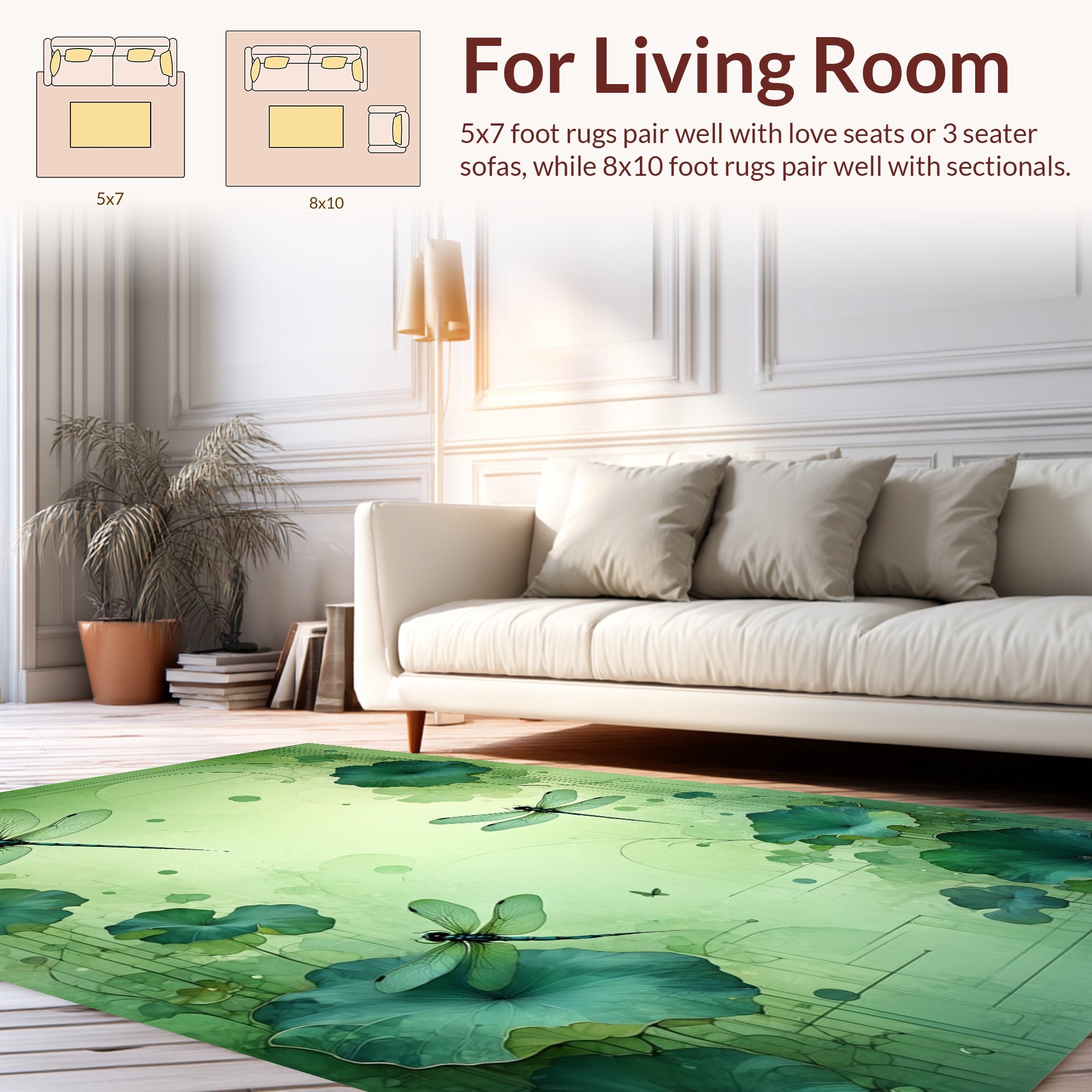 Dragonfly Lotus Pond Water Garden Design Rug