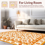 Golden Floral Intricate Patterned Rug