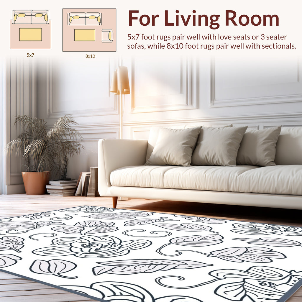 Delicate Orchid Floral Pattern Design Rug