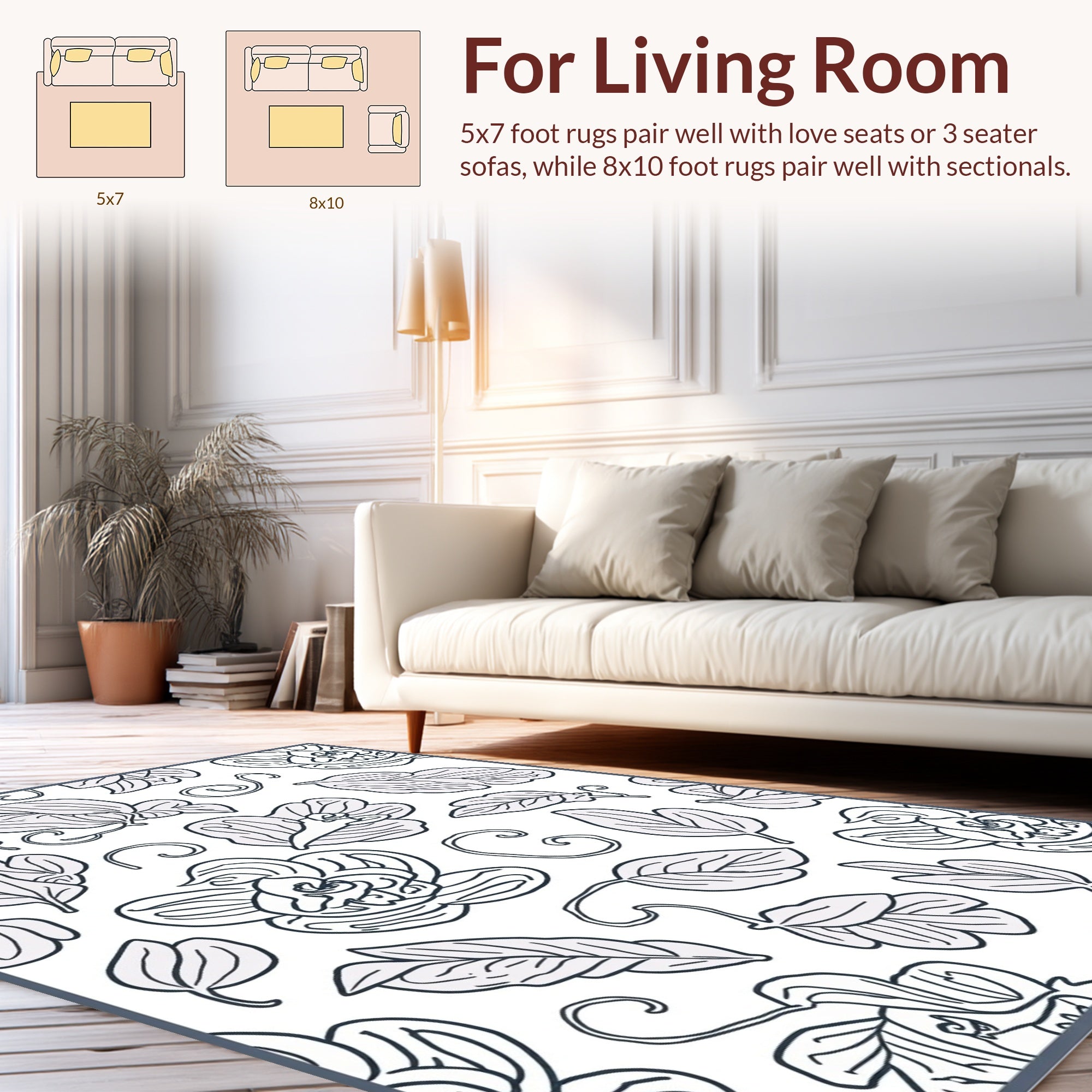 Delicate Orchid Floral Pattern Design Rug