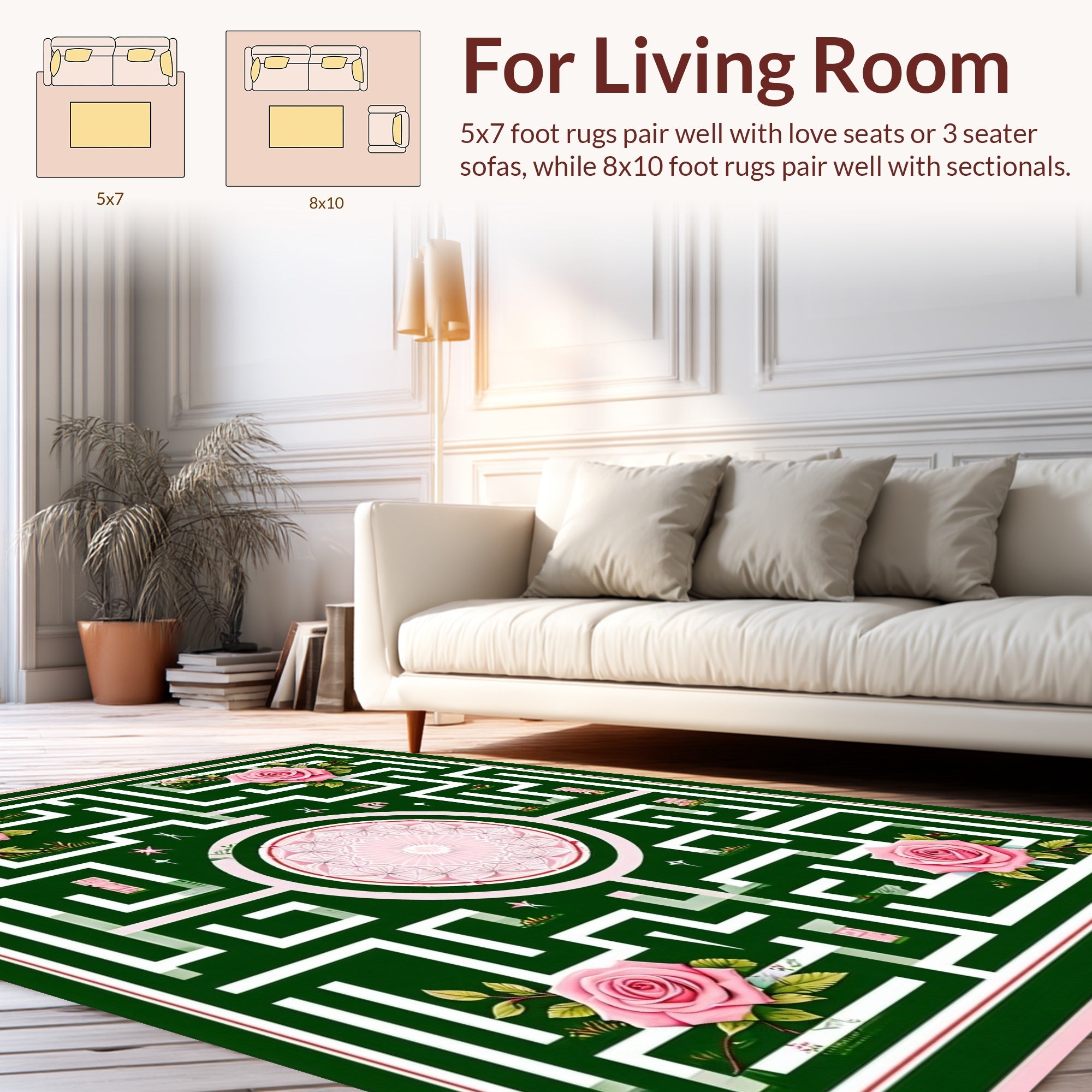 Green Maze Rose Garden Rug
