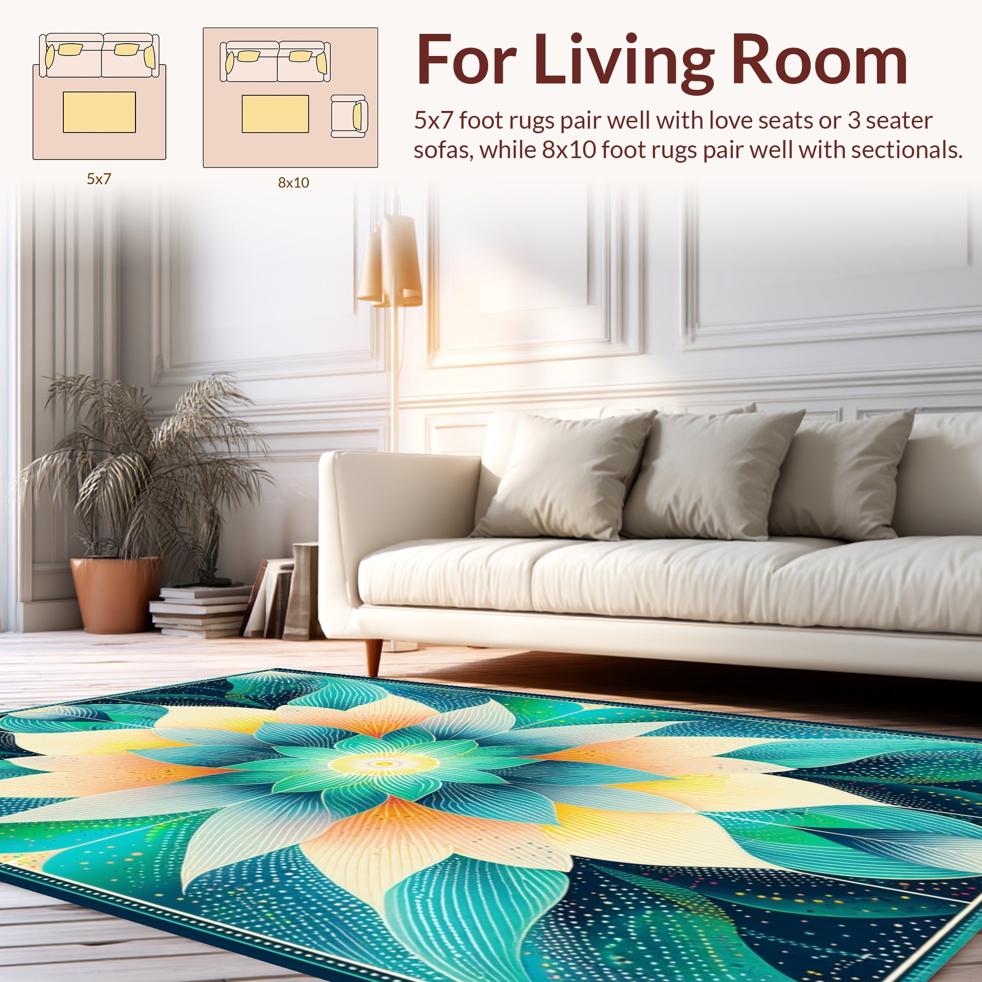 Radiant Floral Mandala Pattern Rug