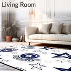 Navy White Starburst Emblem Rug