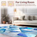 Abstract Geometric Blue Ice Pattern Rug