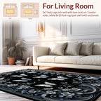 Elegant Silver Butterfly Floral Design Rug