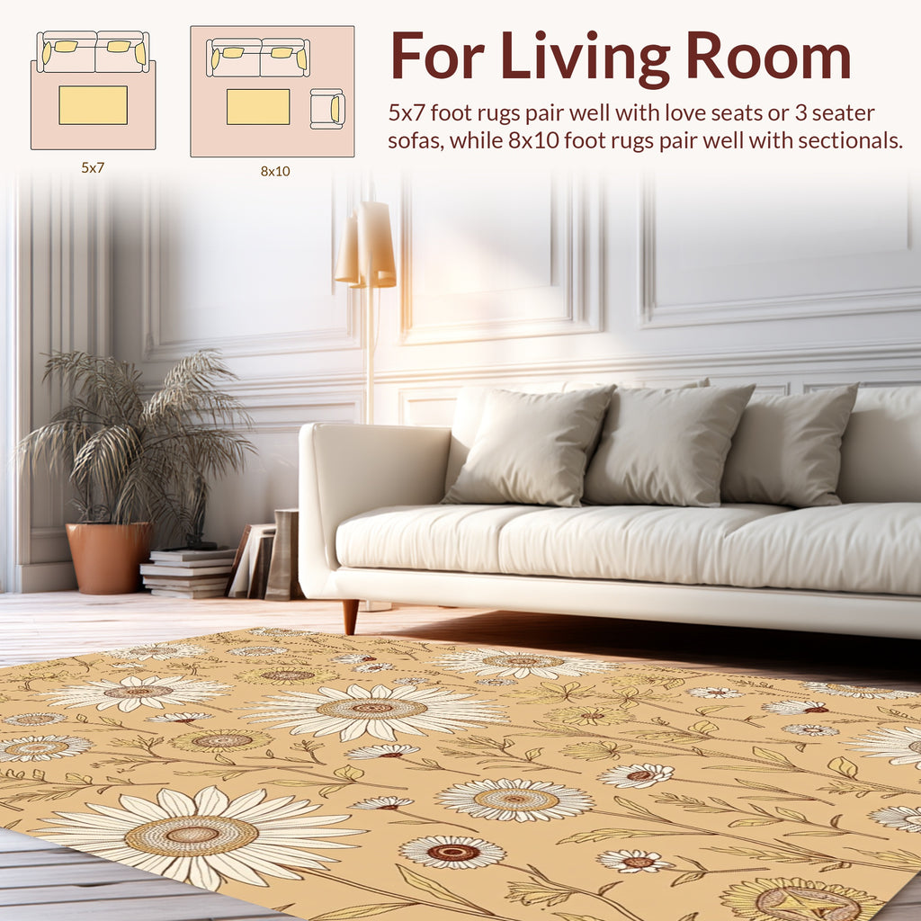 Botanical Daisy Garden Pattern Rug