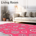 Crimson Circles Medallion Mandala Rug