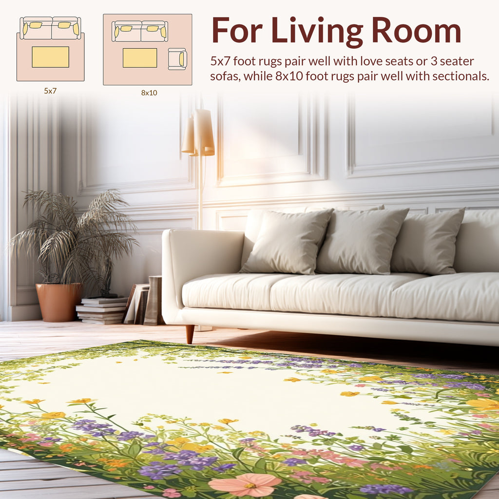 Lush Spring Garden Floral Pattern Rug