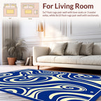 Dynamic Blue Cream Swirl Pattern Rug