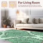 Intricate Floral Mandala Green Pattern Rug