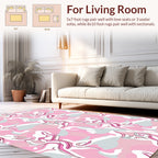 Dynamic Pink White Abstract Swirls Rug