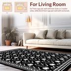 White Ornamental Hearts On Black Rug