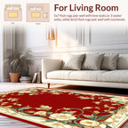 Elegant Floral Vine Motif Red Design Rug