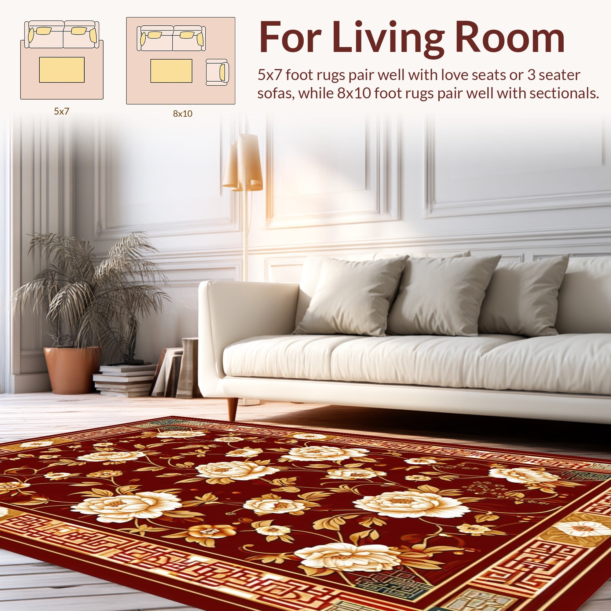 Elegant Floral Bloom Pattern Rug