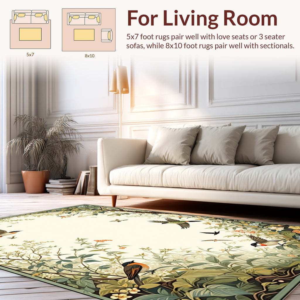 Birds and Blossoms Garden Design Rug