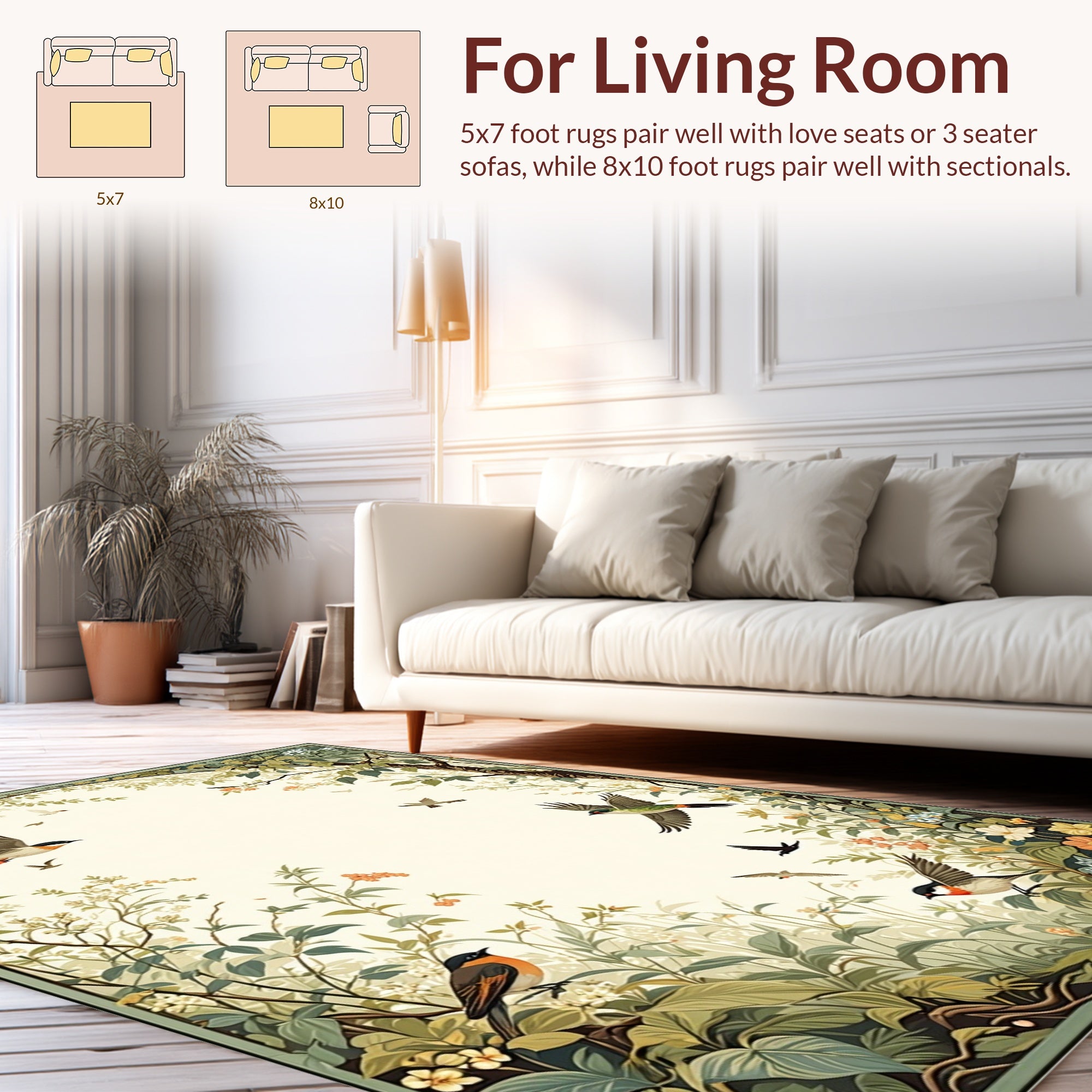 Birds and Blossoms Garden Design Rug