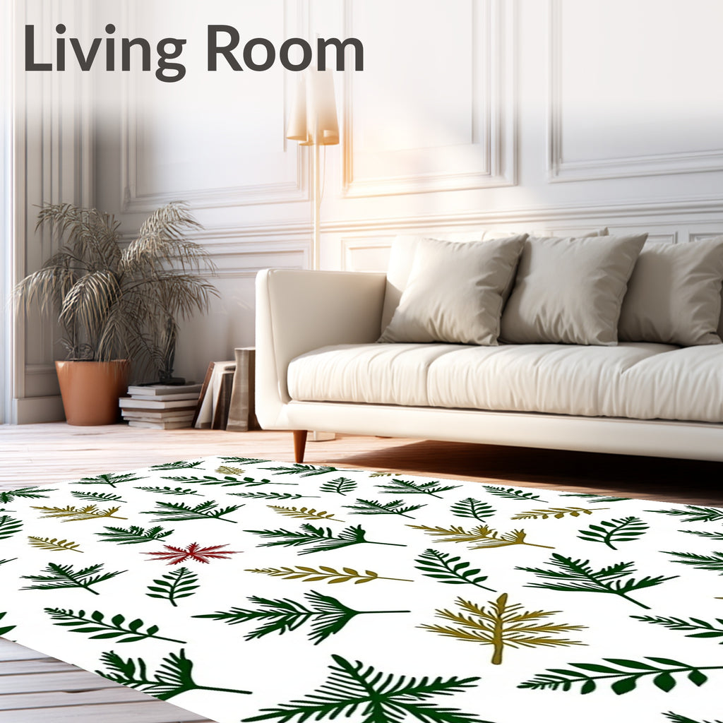 Green Golden Leaf Scatter Rug