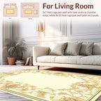 Elegant Golden Floral Scrollwork Frame Rug