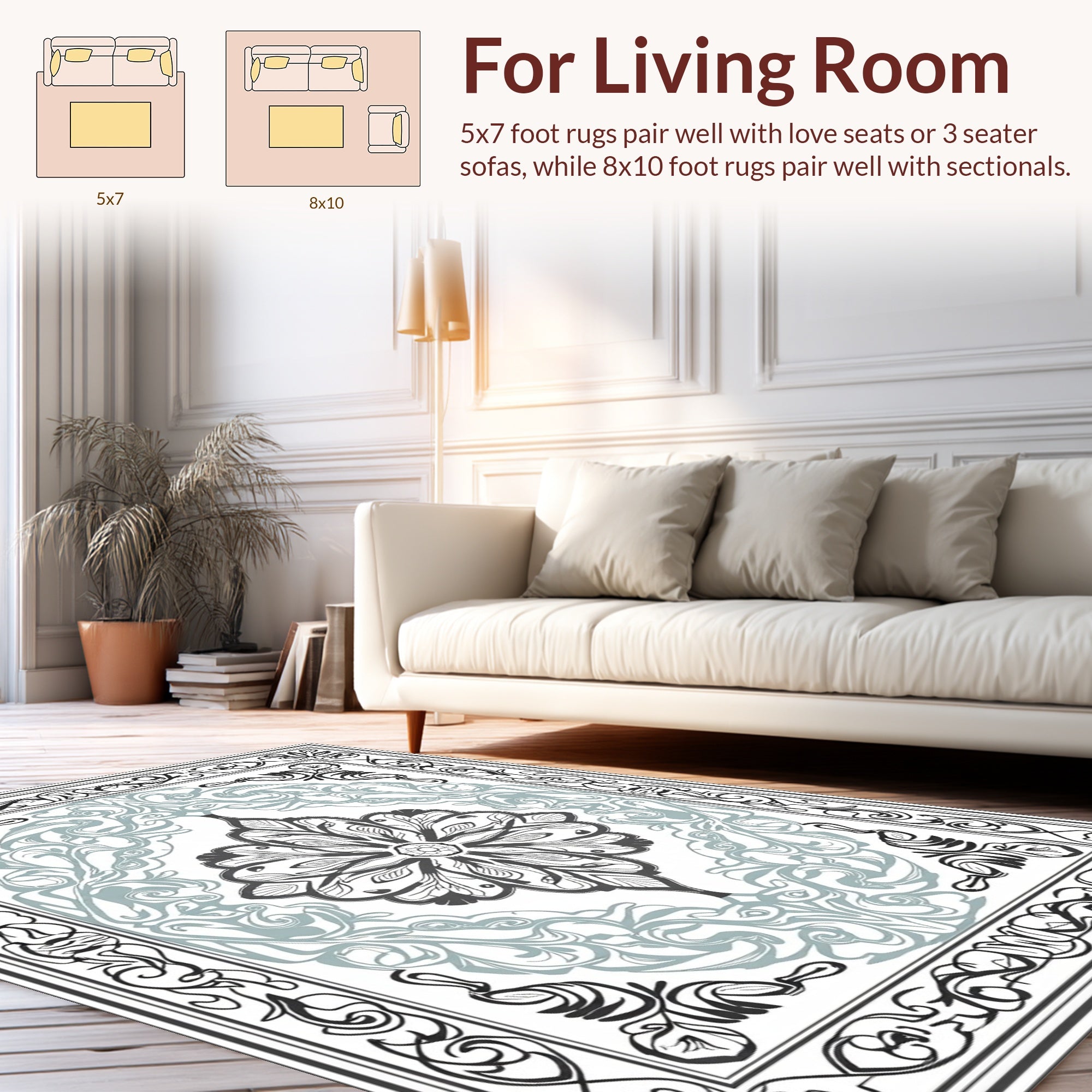 Vintage Floral Scrollwork Pattern Rug