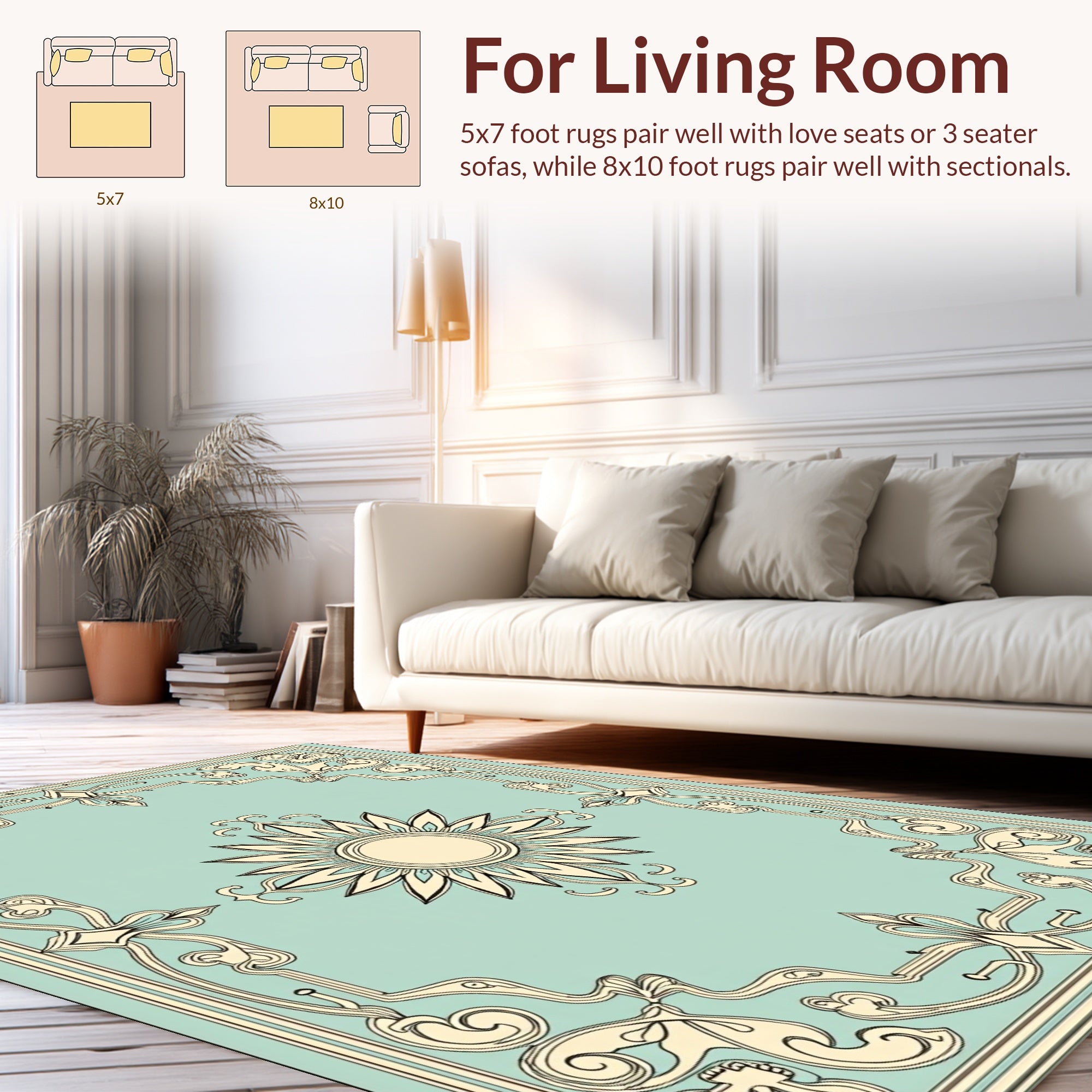 Art Nouveau Sunburst Floral Pattern Rug