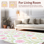 Pink Orange Floral Botanical Pattern Rug