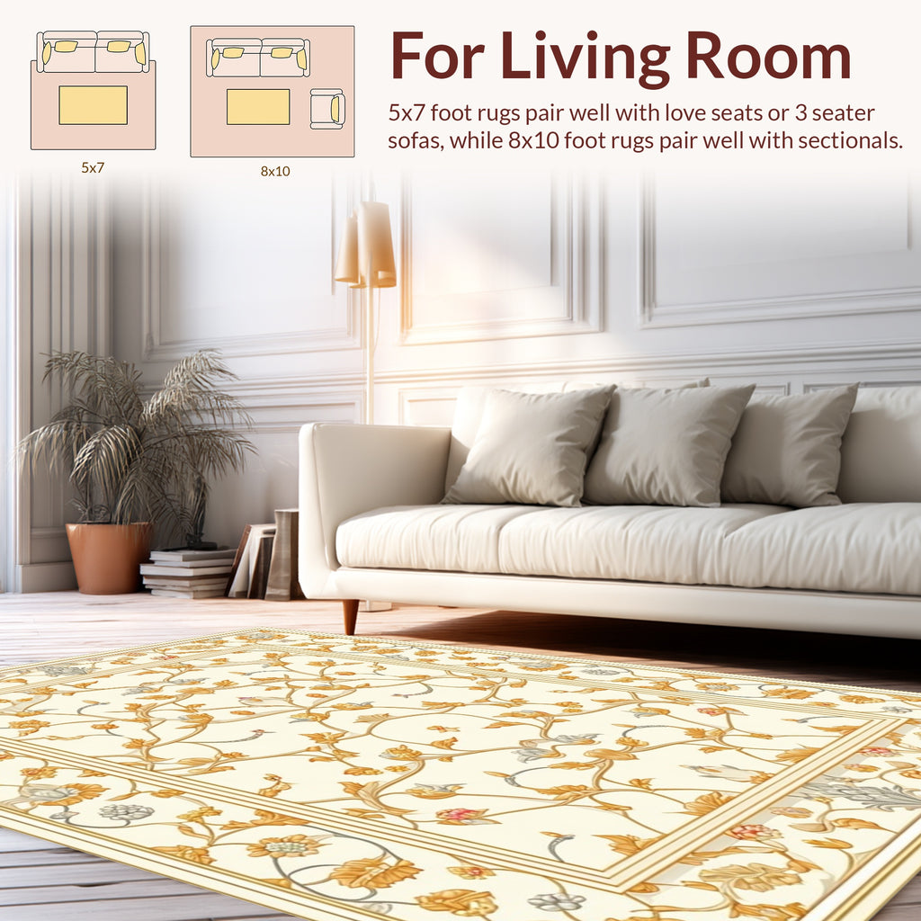 Elegant Floral Scrollwork Motif Rug
