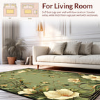 Elegant Floral Vine Green Gold Rug