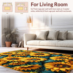 Bold Yellow Sunflower Collage Design Rug