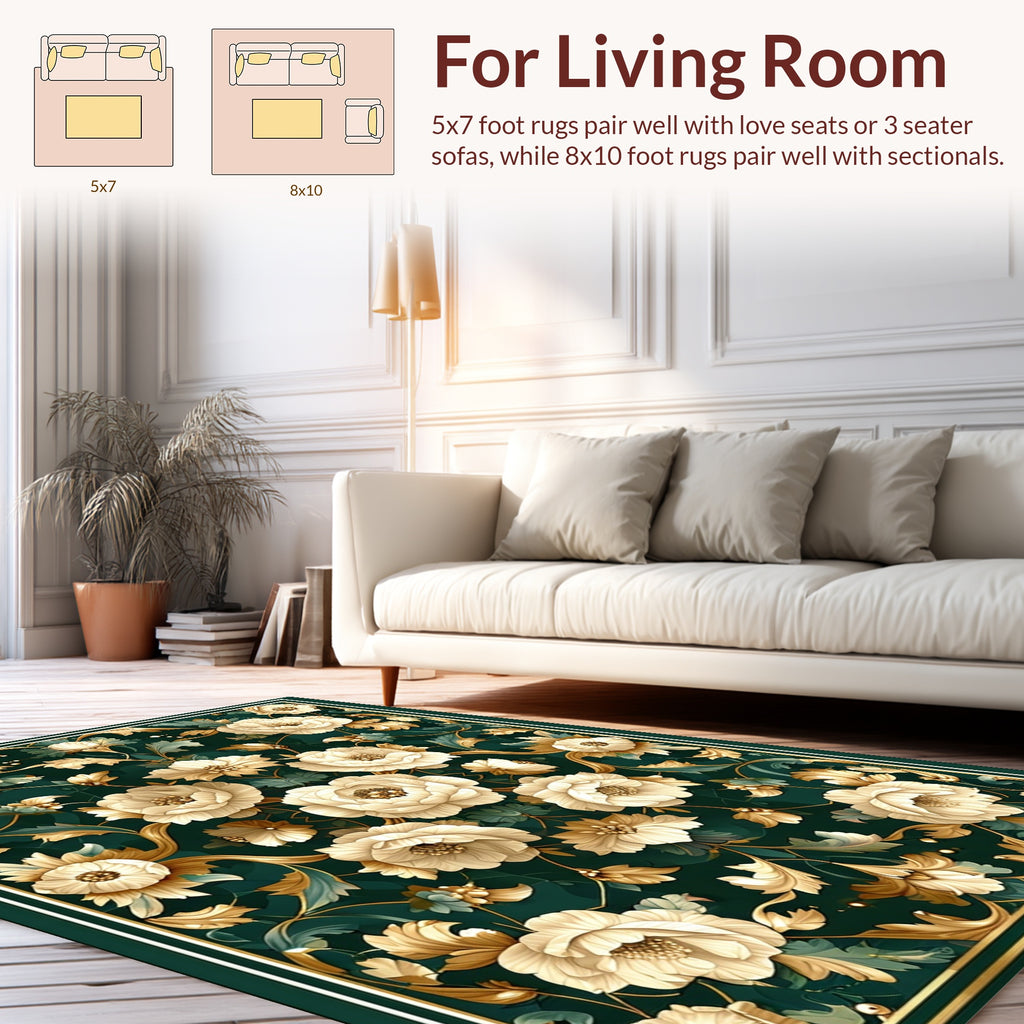 Floral Gold Vines Pattern Rug