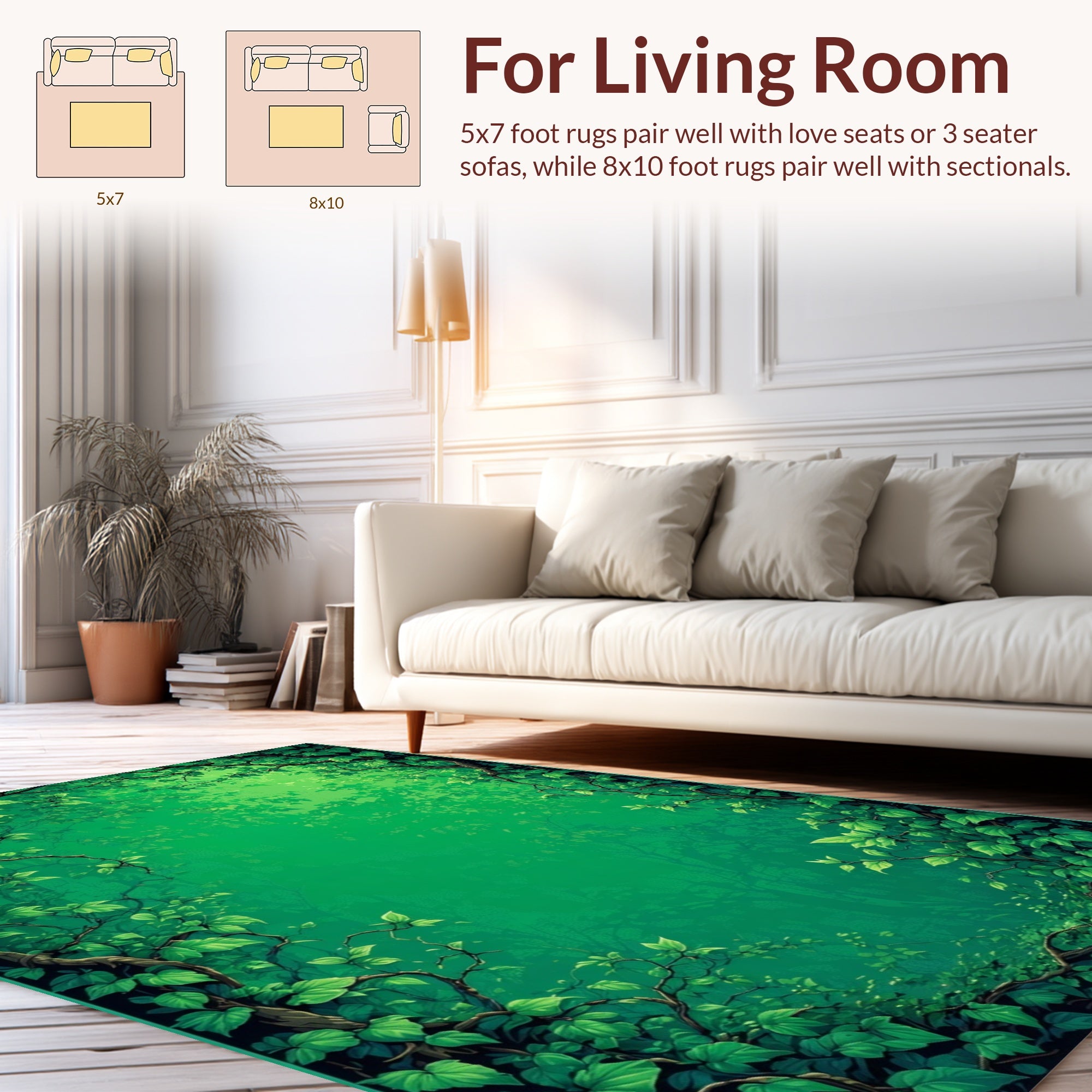Lush Green Forest Canopy Pattern Rug