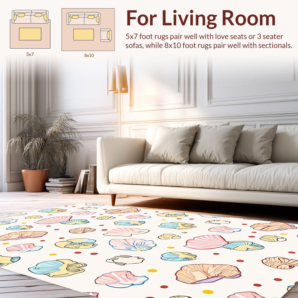 Playful Shell Design With Dots Rug