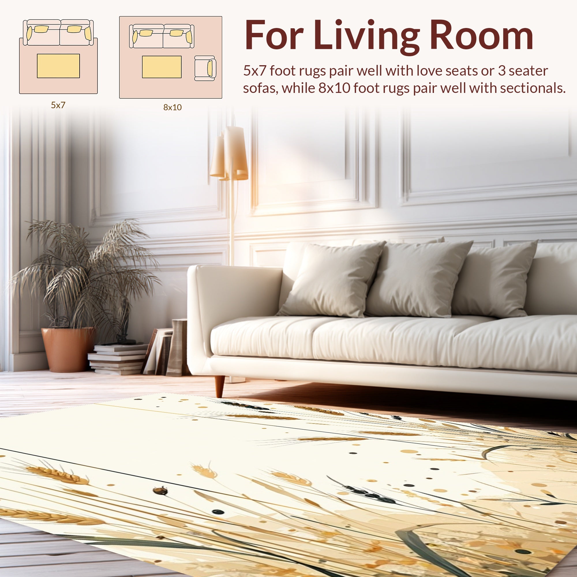 Golden Wheat Field Impression Rug