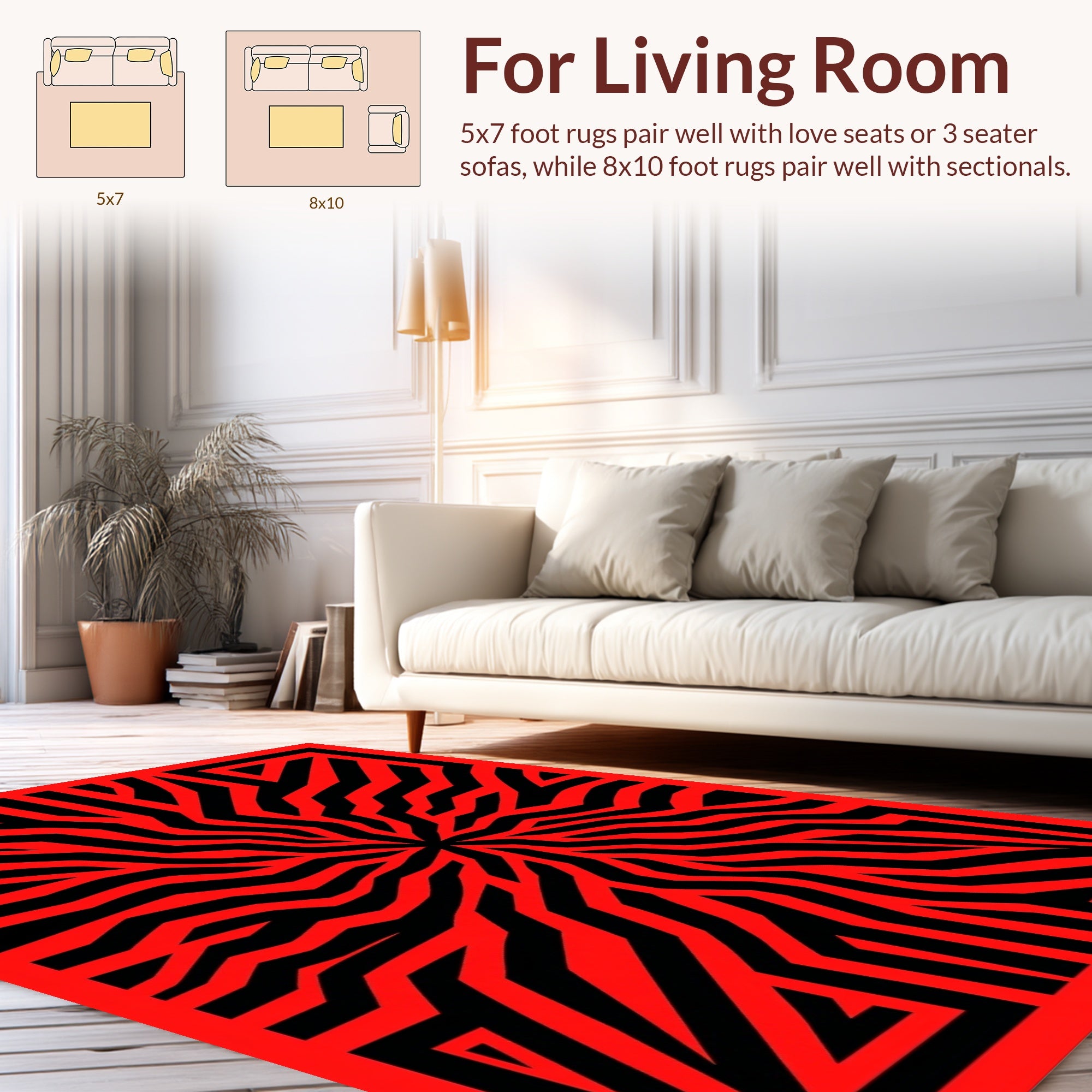 Vibrant Red Geometric Patterned Rug