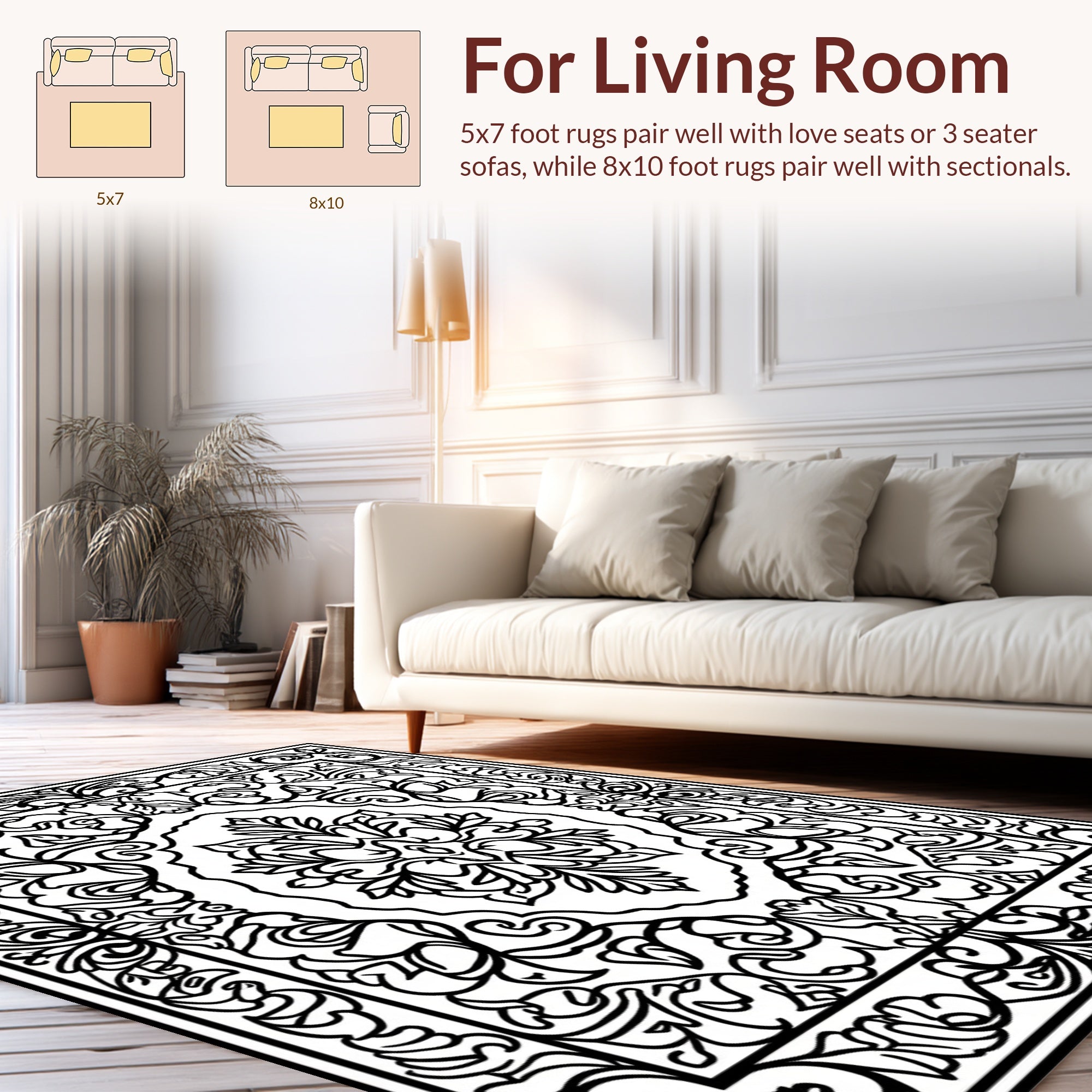 Ornate Floral Scrollwork Rug
